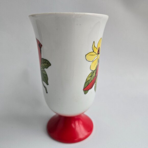 Vintage White Ceramic Mug With Red Cardinal On Yellow Flower Blossom Branch - Picture 11 of 16